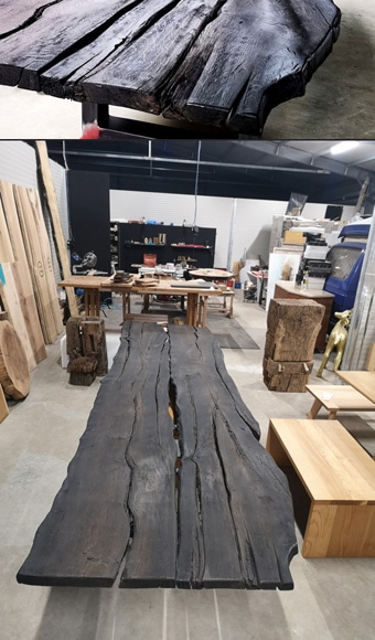 Tisch aus 8000 Jahre alter Mooreiche luanna design