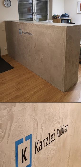 Thekengestaltung in Resin Spachtelmasse Betonoptik in Burgberg luanna design